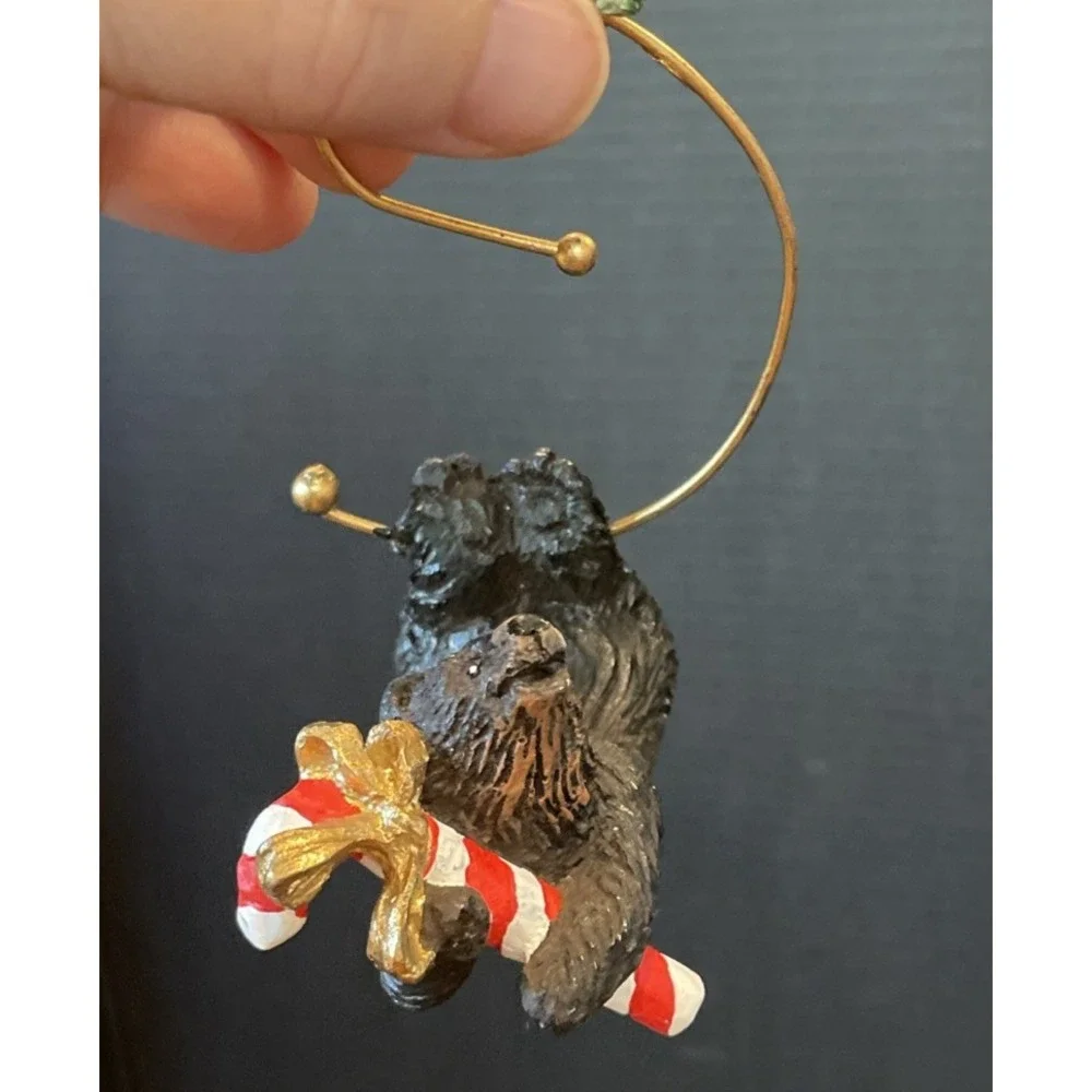 Black Bear Bears Holly Berry‎ Star Christmas Dangling Ornaments Resin Set Of 5
